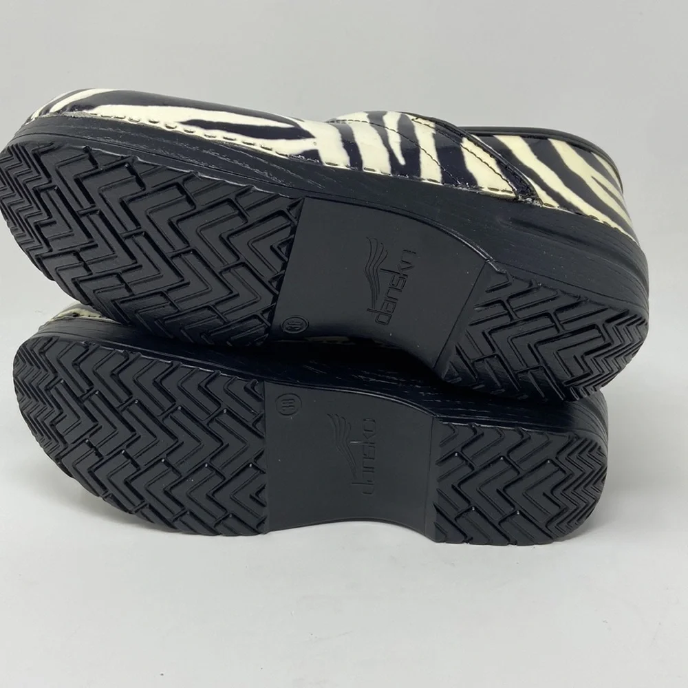 Dansko Professional Patent Leather Zebra Print Black & White SIZE 38 - Picture 6 of 10